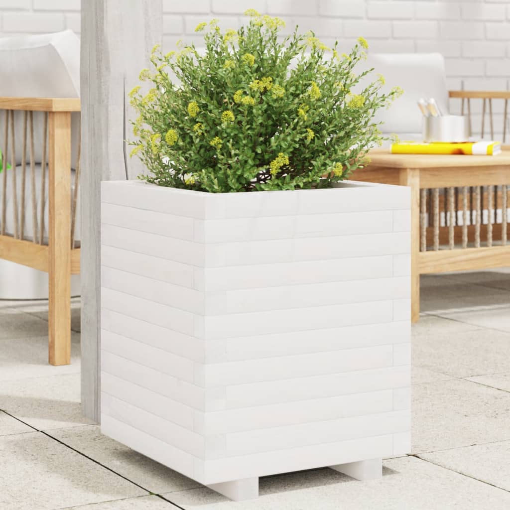 Jardinera Madera Maciza De Pino Blanco 40x40x49,5 Cm_1