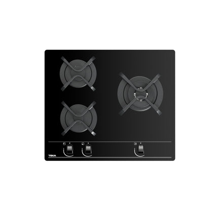 Fogão a gás Teka GBC 63010 de 3 zonas com vidro temperado preto
