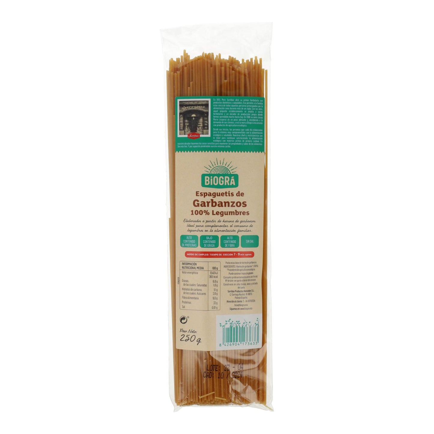 Esparguete de Grão de Bico Biológico Biográ 250 g