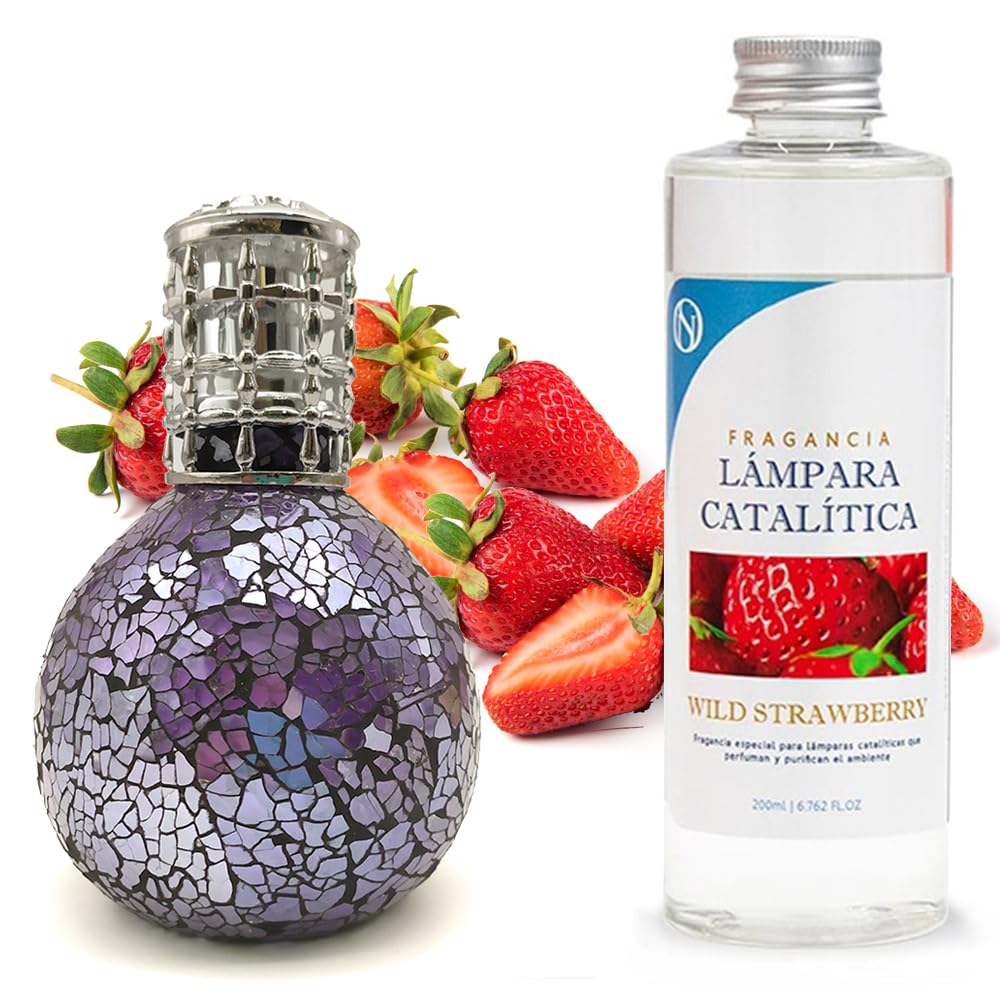 Lámpara Catalítica Mosaico Azul Océano + Aroma Wild Strawberry 500 Ml - Elimina Malos Olores, Impurezas Y Perfuma_0