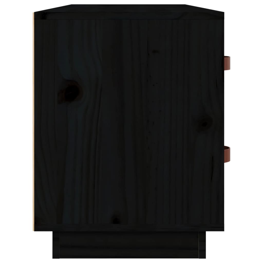 Banco Zapatero Madera Maciza De Pino Negro 100x34x45 Cm / Vetonek_1