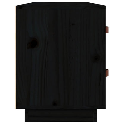 Banco Zapatero Madera Maciza De Pino Negro 100x34x45 Cm / Vetonek_1