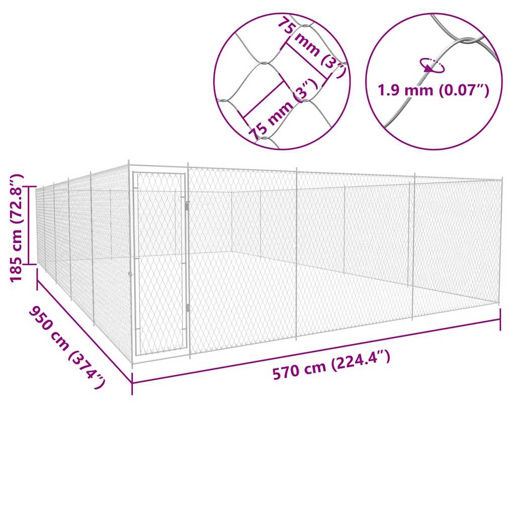 Perrera De Exterior De Acero Galvanizado 950x570x185 Cm_4
