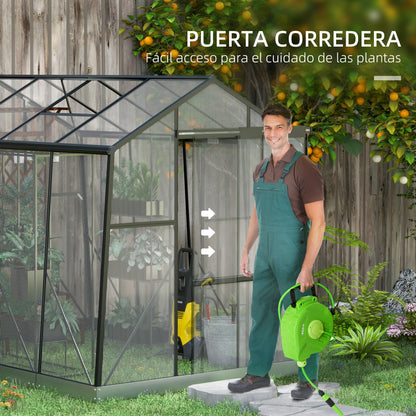 Outsunny Invernadero De Jardín Policarbonato 2x2,5x2 M Negro_5