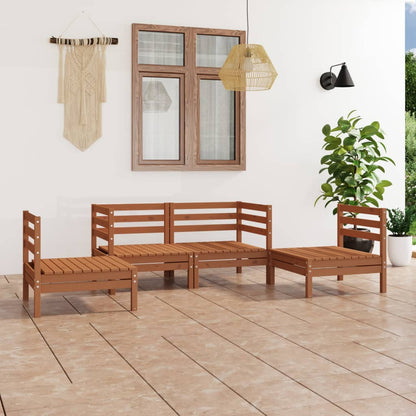 Juego Muebles De Jardín 4 Pzas Madera Maciza Pino Marrón Miel / Vetonek_2