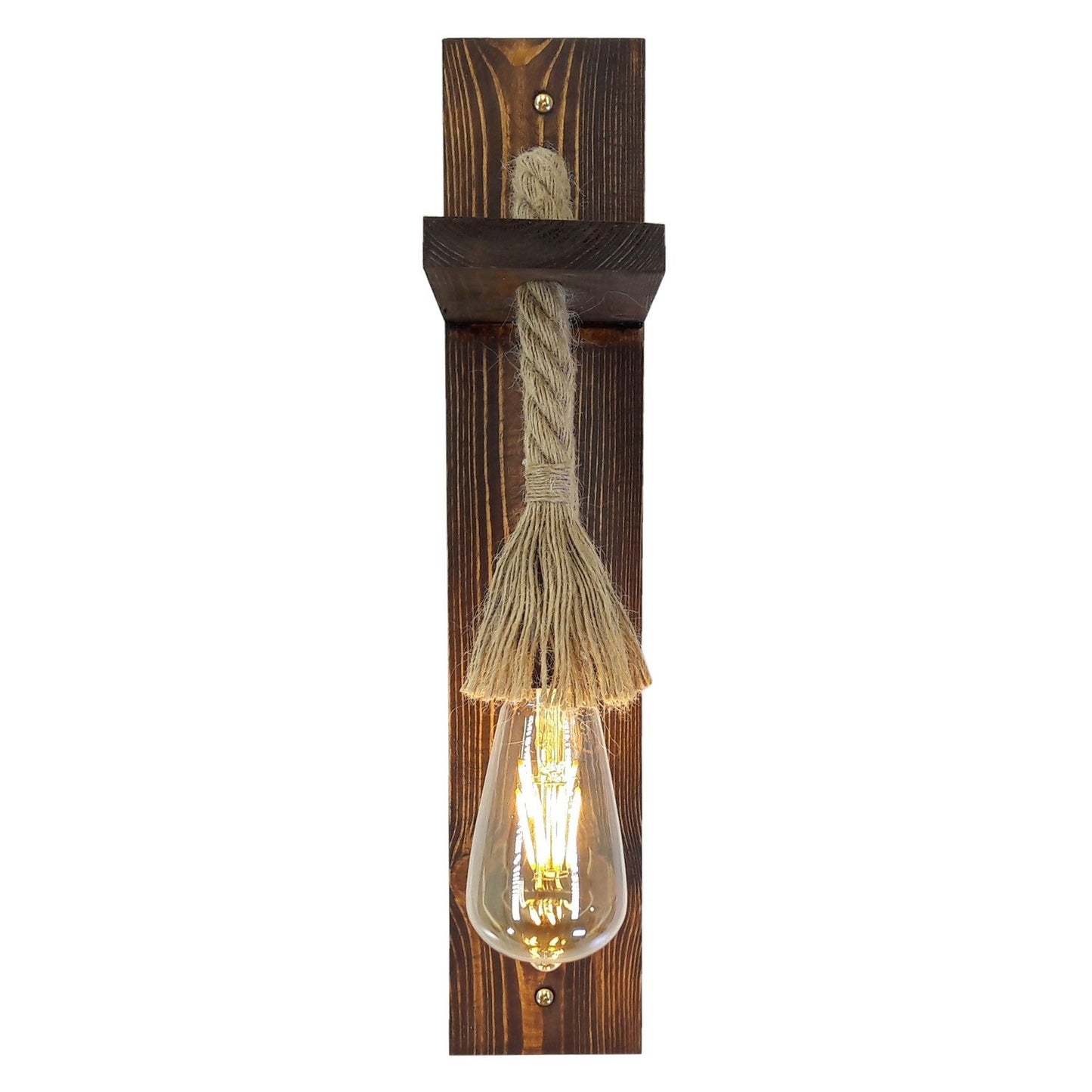 Aplique De Pared, 100% Pino Macizo , Nogal, 45x9x17, Casquillo 1 X E 27 Max 40 W_2