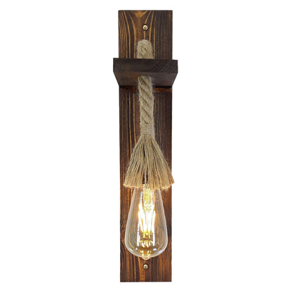 Aplique De Pared, 100% Pino Macizo , Nogal, 45x9x17, Casquillo 1 X E 27 Max 40 W_2