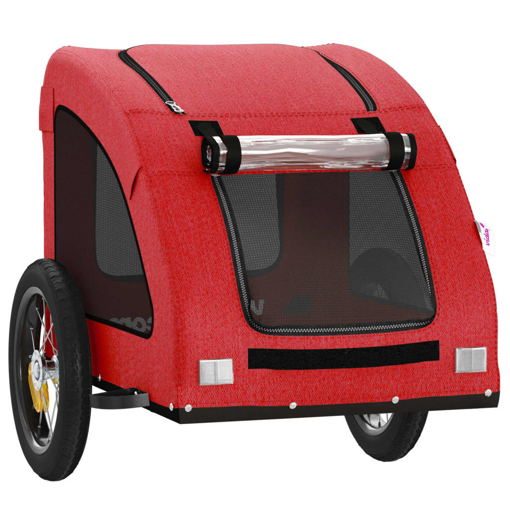 Remolque De Bicicleta Mascotas Hierro Tela Oxford Rojo_4