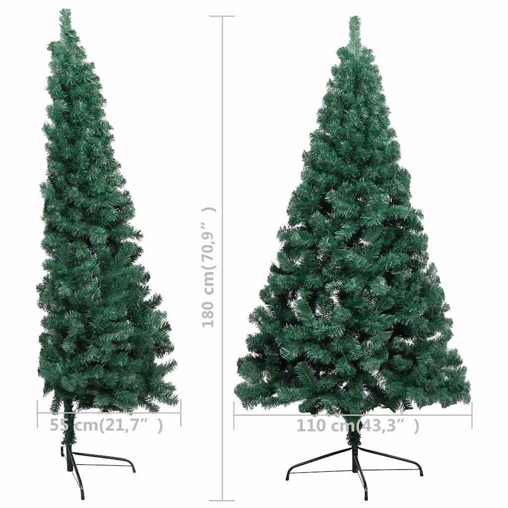 Vidaxl Medio Árbol De Navidad Con Luces Y Bolas Verde 180 Cm_2