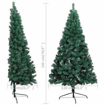 Vidaxl Medio Árbol De Navidad Con Luces Y Bolas Verde 180 Cm_2