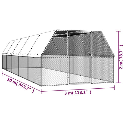 Vidaxl Jaula Gallinero De Acero Galvanizado 3x10x2 M_2