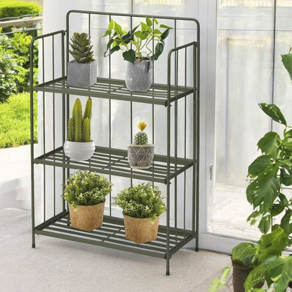 Well Home - Jardinera 3 Niveles Metal Verde Diseño Plegable H.90cm._3