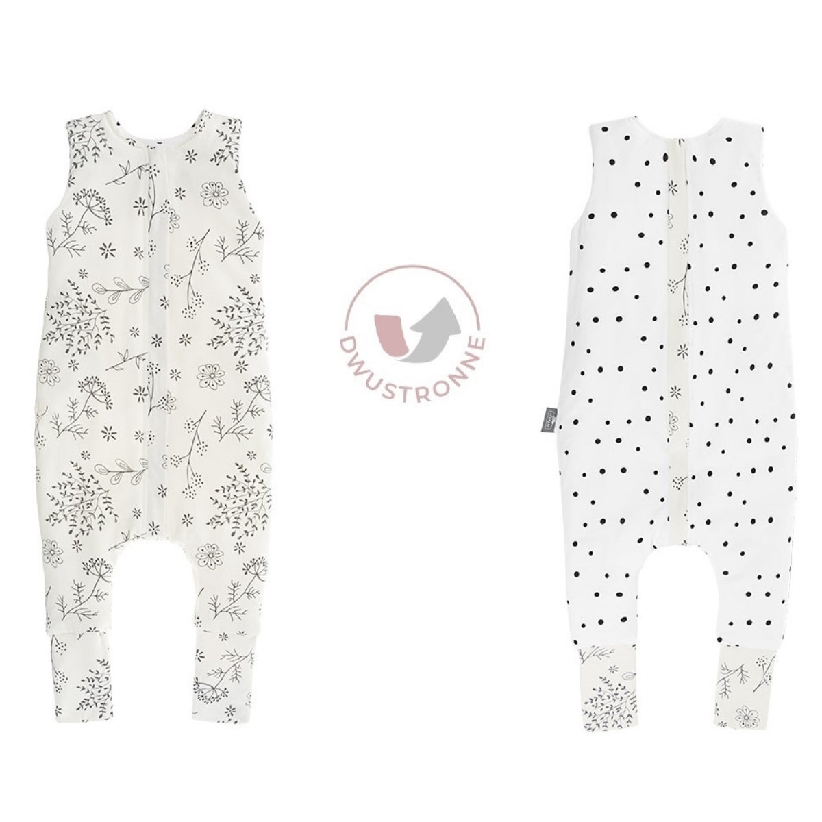 Saco De Dormir Con Pies Reversible T-m Jersey Algodón Black Dots-bloom_2