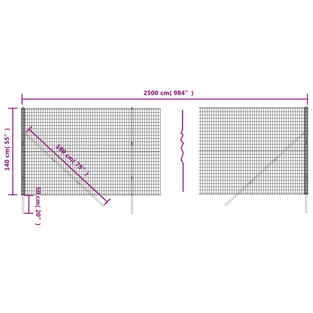 Cerca De Alambre De Acero Galvanizado Gris Antracita 1,4x25 M / Vetonek_1
