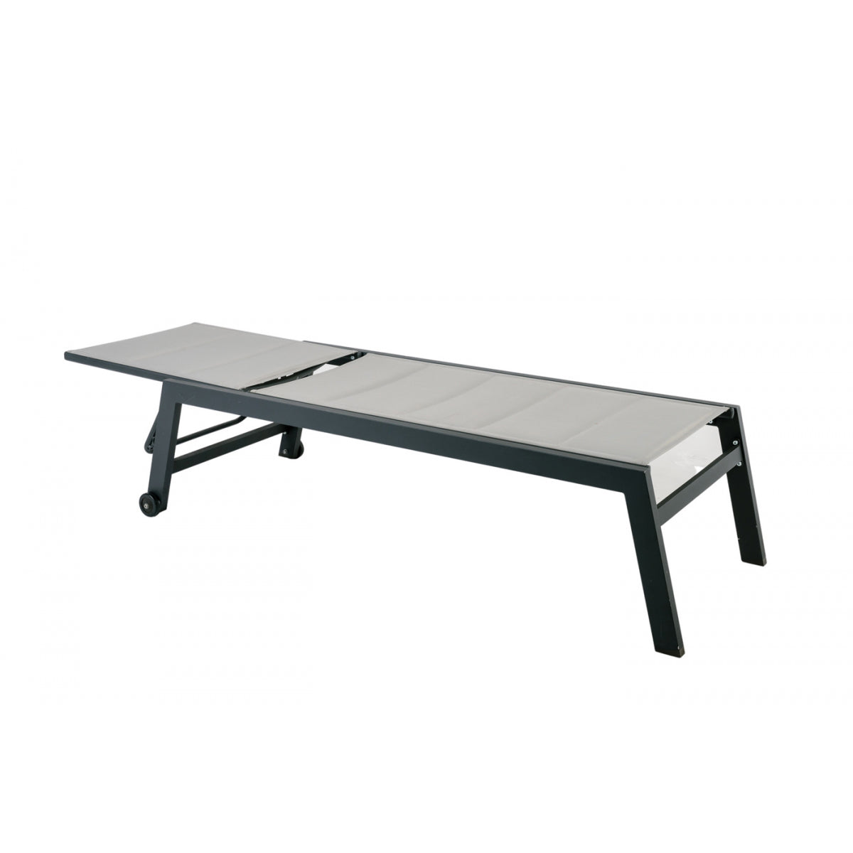 Lote De 2 Tumbonas Pampa Texaline Gris Con Espuma 2x1 Y Multiposiciones De Aluminio Con Ruedas Apilables 199x65x42cm - Tumbonas, Hamacas Y Tumbonas_4