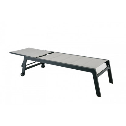 Lote De 2 Tumbonas Pampa Texaline Gris Con Espuma 2x1 Y Multiposiciones De Aluminio Con Ruedas Apilables 199x65x42cm - Tumbonas, Hamacas Y Tumbonas_4