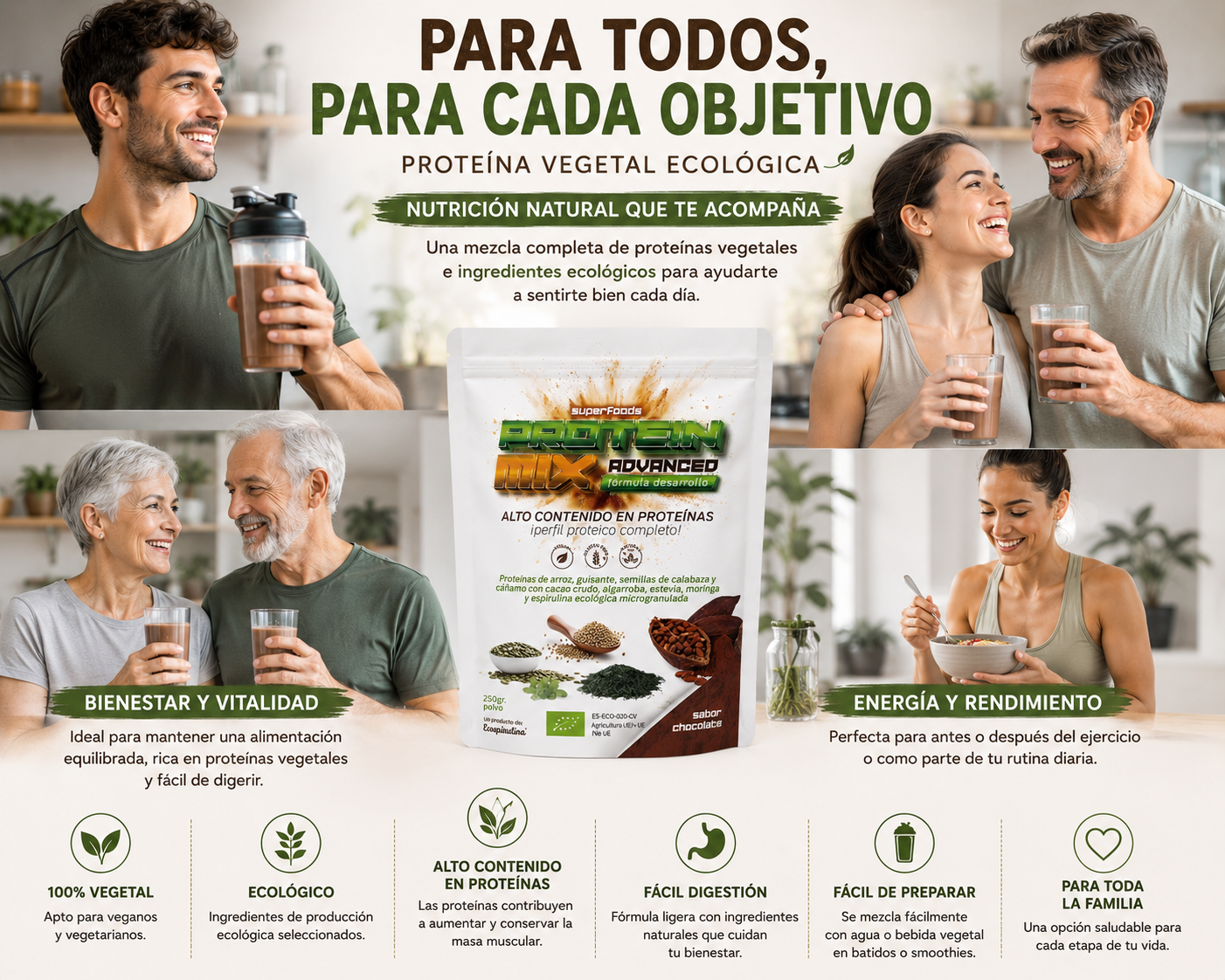 Proteína Vegetal Ecológica Con Espirulina Y Moringa Ecospirulina Chocolate 250 G_5