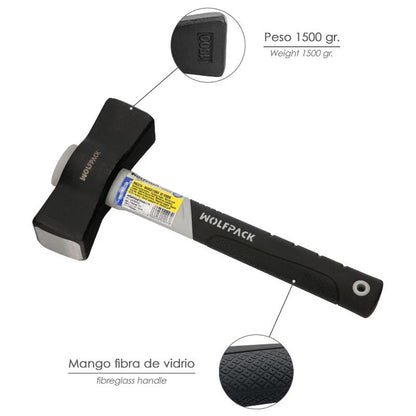 Maceta Mango Fibra Vidrio Mango Fibra Vidrio Con Empuñadura Antideslizante. 1500 Gramos 28 Cm.