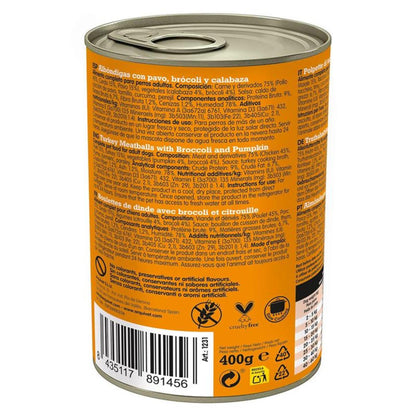 Almôndegas de Peru Fresco Arquivet 400 g Ração húmida para cães com peru, brócolos e abóbora