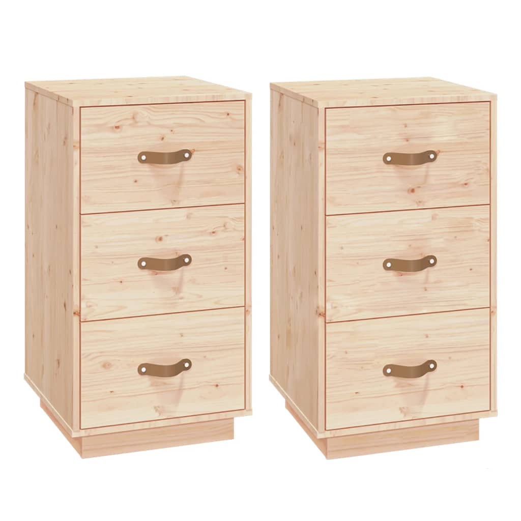 Mesitas De Noche 2 Uds Madera Maciza De Pino 40x40x75 Cm_0