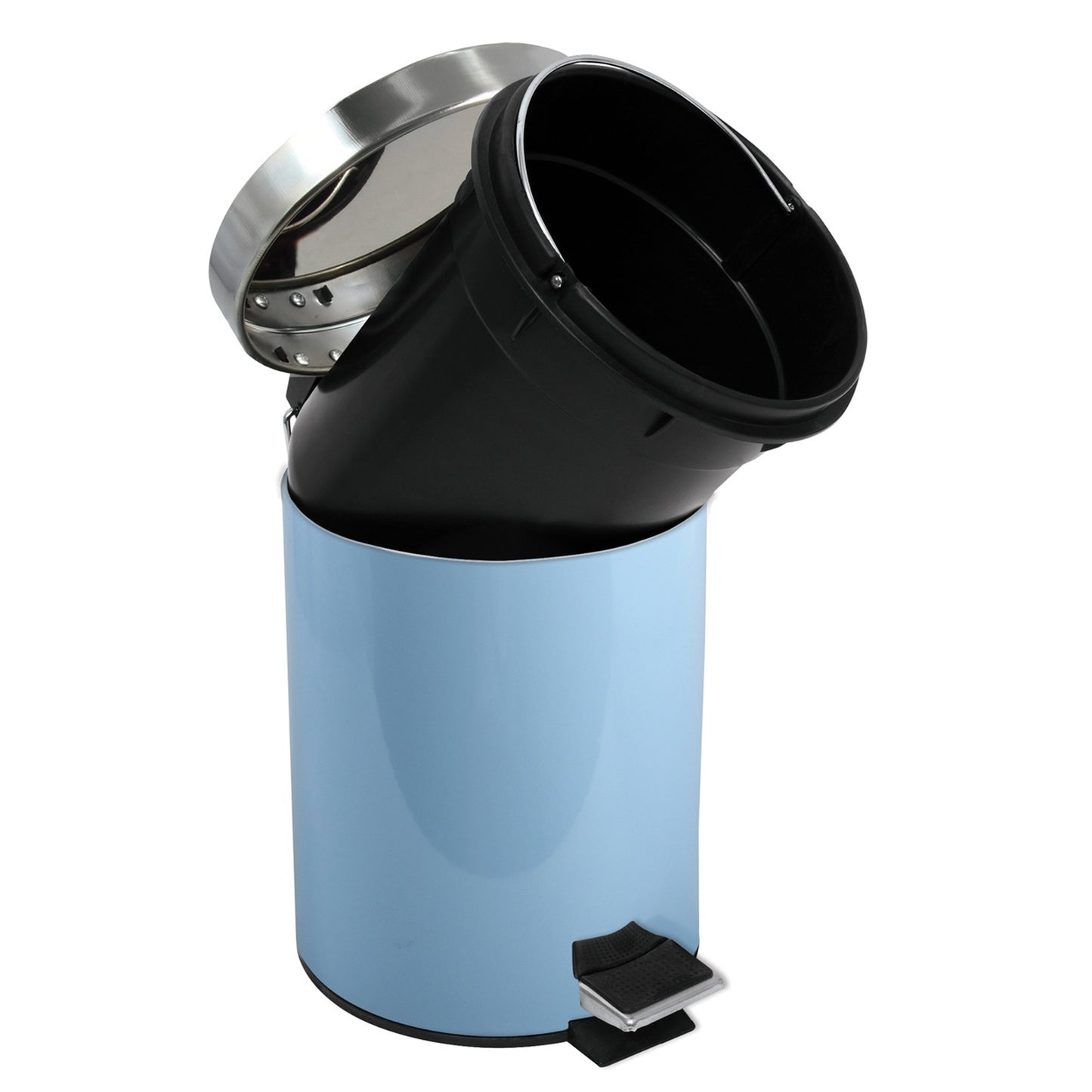 Cubo De Basura Con Pedal Msv 3l De Acero Inoxidable En Color Azul Pastel