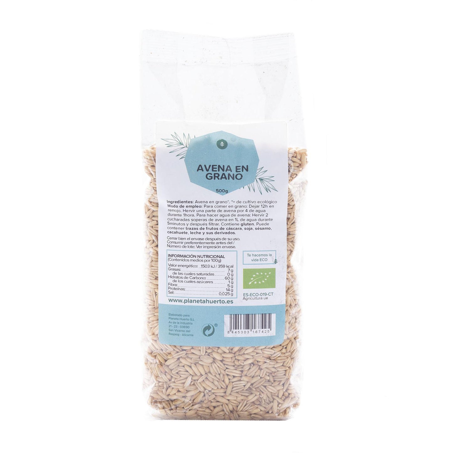 Aveia integral ECO Planeta Huerto 500 g