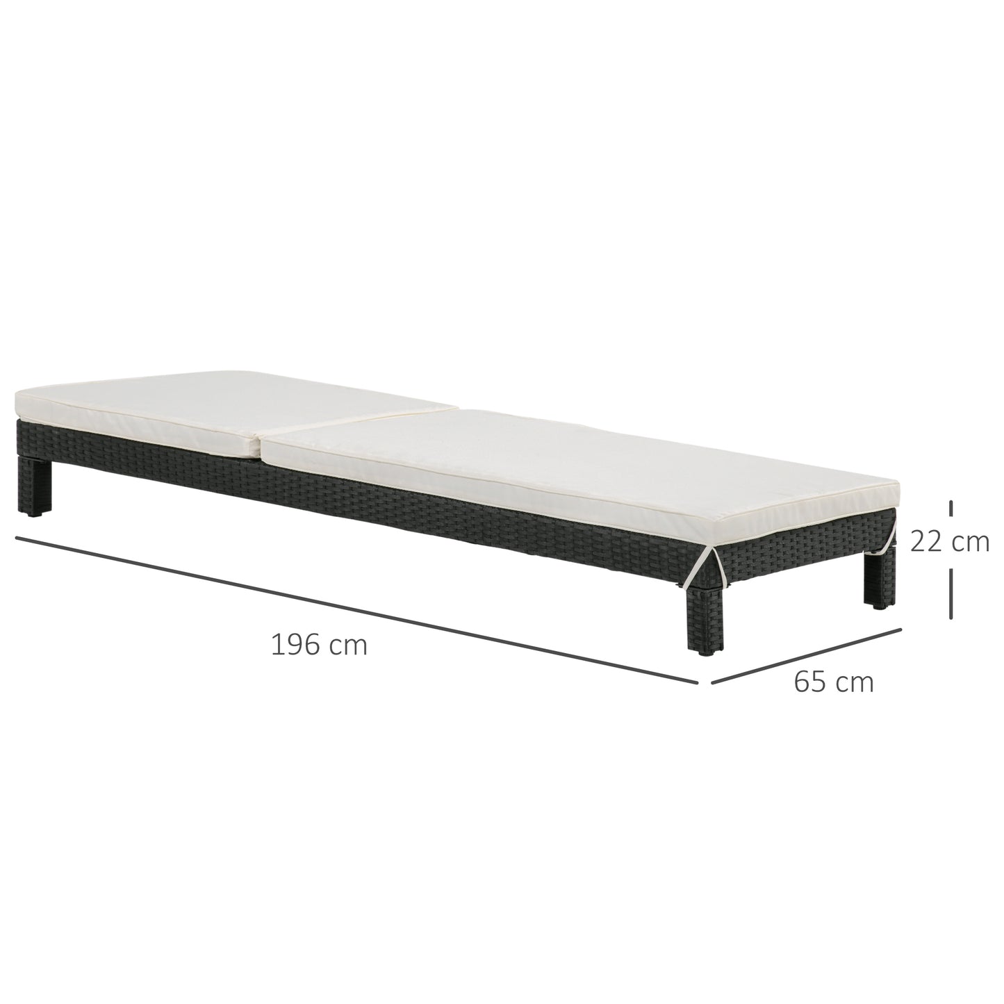 Outsunny Set De 2 Tumbonas De Ratán Chaise Longue Con Cojín Para Exterior Jardín_2