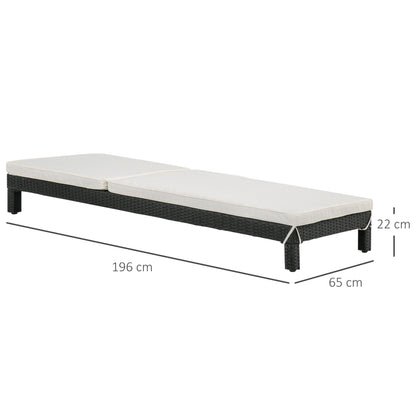 Outsunny Set De 2 Tumbonas De Ratán Chaise Longue Con Cojín Para Exterior Jardín_2