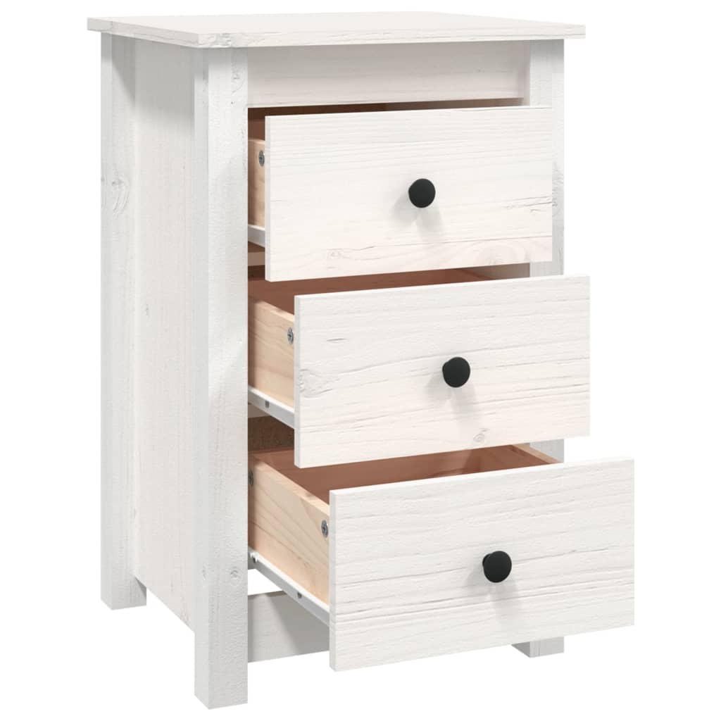 Mesita De Noche Madera Maciza De Pino Blanco 40x35x61,5 Cm_2