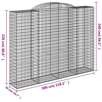 Cestas De Gaviones 9 Uds Forma De Arco Hierro 300x50x220/240 Cm_5