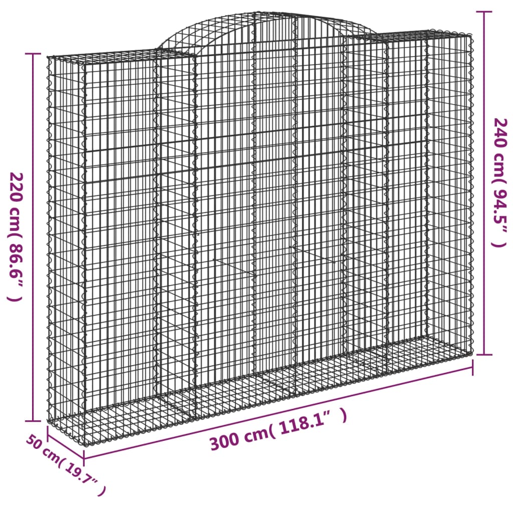 Cestas De Gaviones 5 Uds Forma De Arco Hierro 300x50x220/240 Cm_5