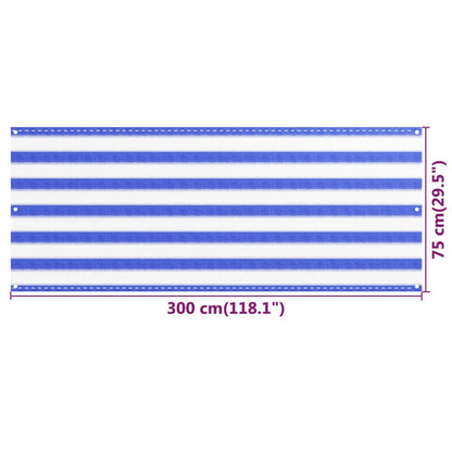 Vidaxl Toldo Para Balcón Hdpe Azul Y Blanco 75x300 Cm_4