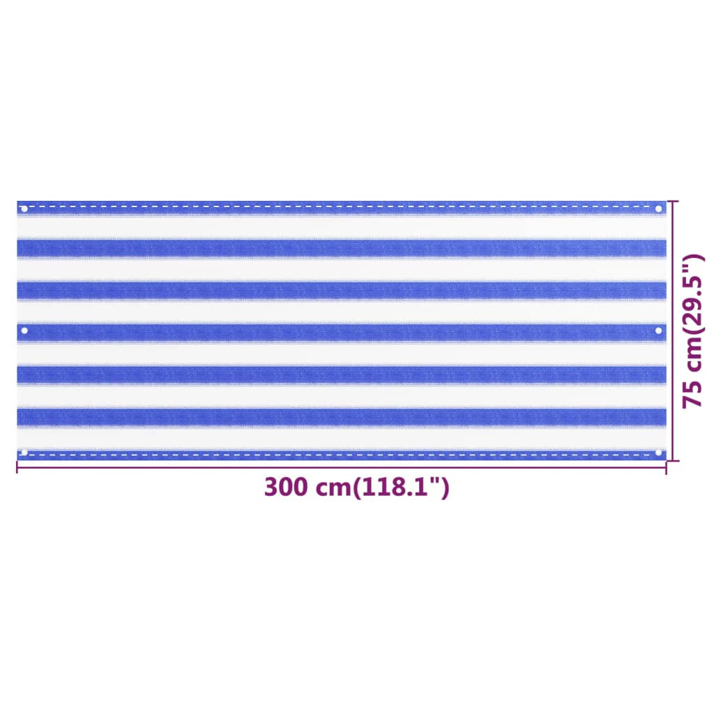 Vidaxl Toldo Para Balcón Hdpe Azul Y Blanco 75x300 Cm_2