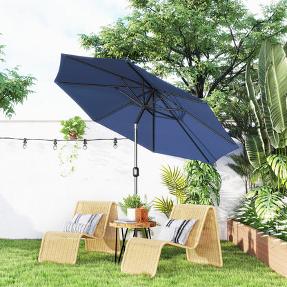 Outsunny Sombrilla De Jardín Ø295x250 Cm Con Manivela E Inclinación Azul_1