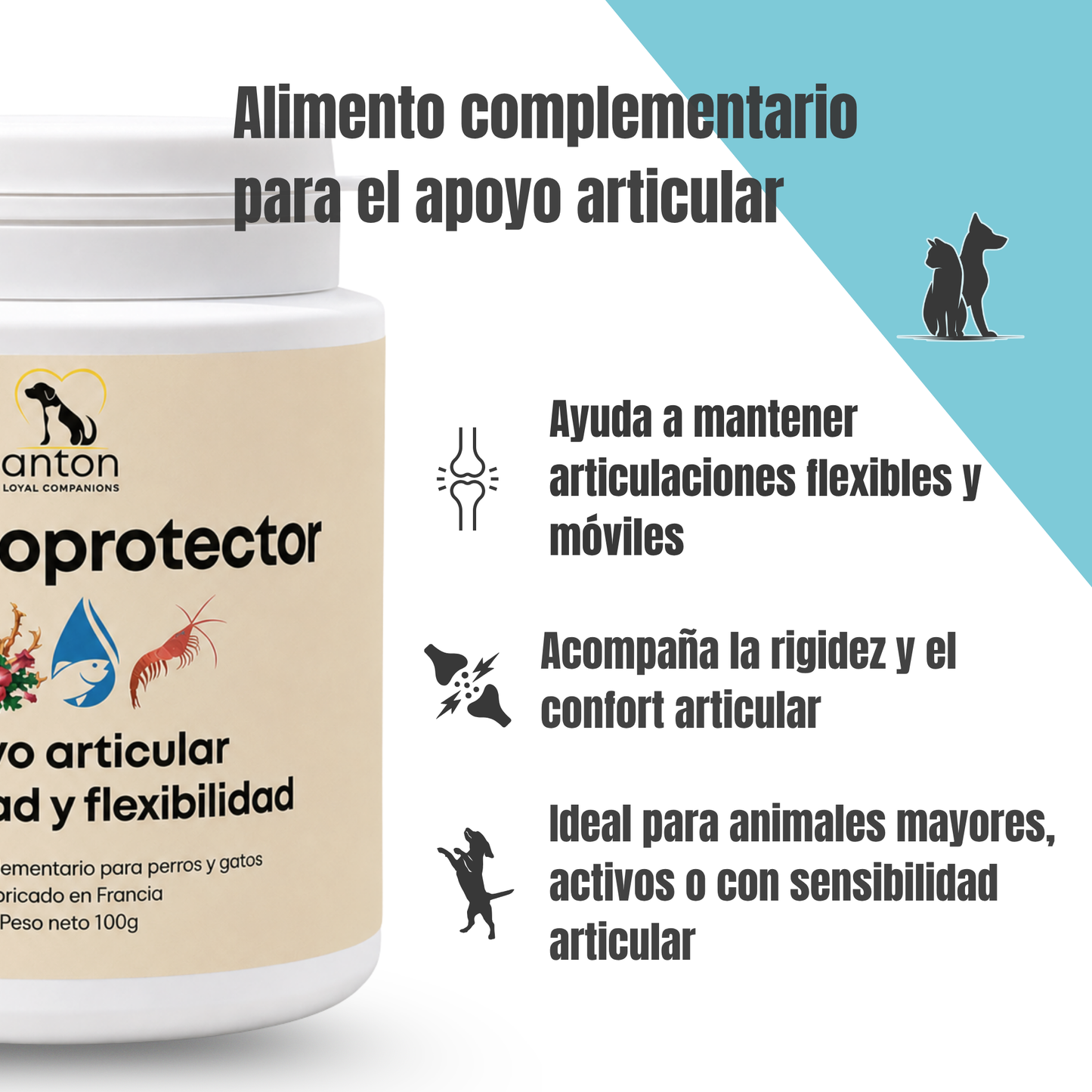 Suplemento natural para la movilidad articular de perros y gatos – Condroprotector 100 g_2