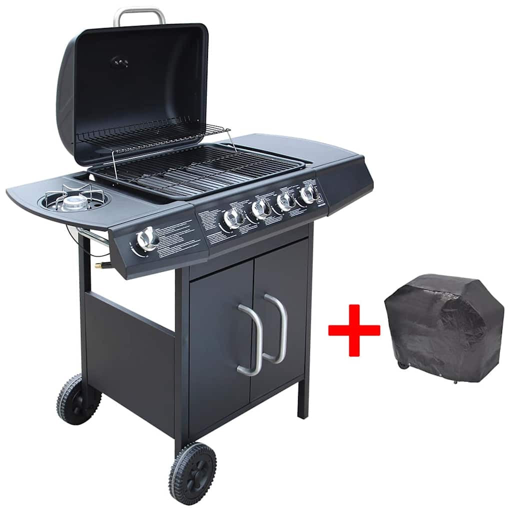 Vidaxl Barbacoa Grill De Gas 4+1 Quemadores Negra_2