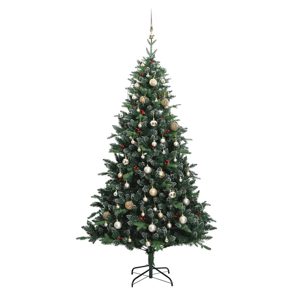 Vidaxl Árbol De Navidad Artificial Con Bisagras 300 Led Y Bolas 210 Cm_3
