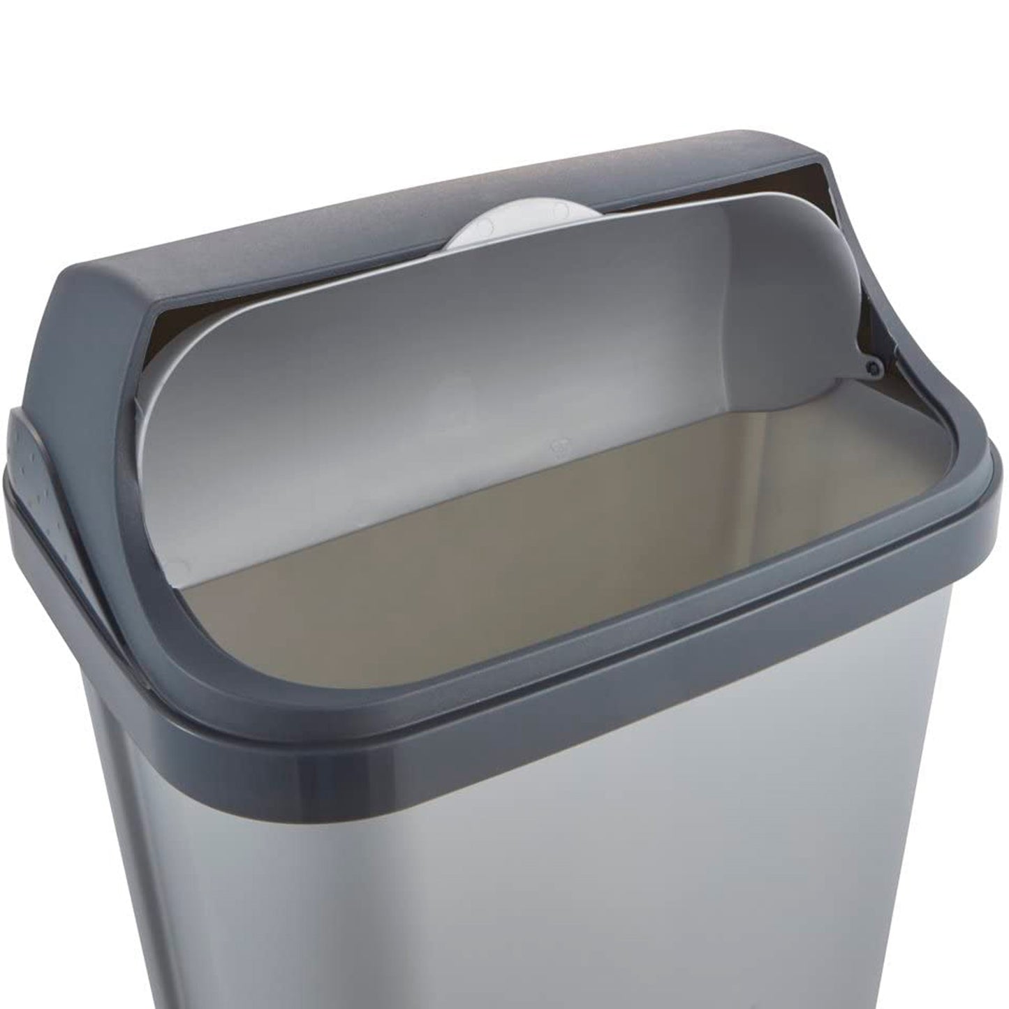 Pack De 3 Cubos De Basura Con Tapa Deslizante Rasmus 10/25/50 Litros En Color Plateado_4