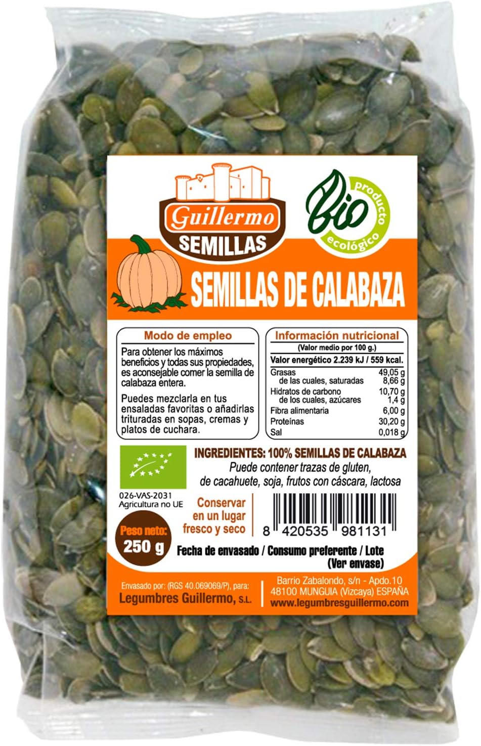 Pipas De Calabaza Bio - 250 G, Paquete_0