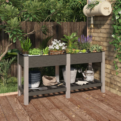 Arriate De Jardín Con Estante Wpc Gris 150x50x75 Cm_1