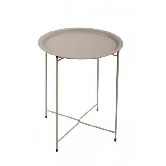 Mesa Auxiliar, Mesa De Centro Plegable De Jardín Gris Beige 46x52cm- Mobiliario De Jardín_0