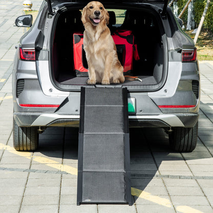 Pawhut Rampa Plegable Para Perros De Aluminio Para Coche 158x43,5x2,5 Cm Negro_1