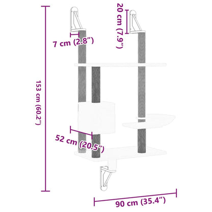 Vidaxl Árbol Rascador Para Gatos De Pared Gris Claro 153 Cm_2
