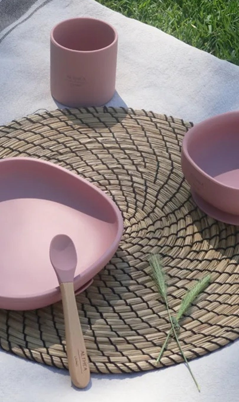 Vajilla De Silicona Orgánica - 4 Piezas - Rosa Profundo._5