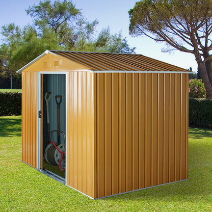 Outsunny Caseta De Jardín 3,6m² 236x174x190cm Con Puertas Correderas 4 Ventanas_1
