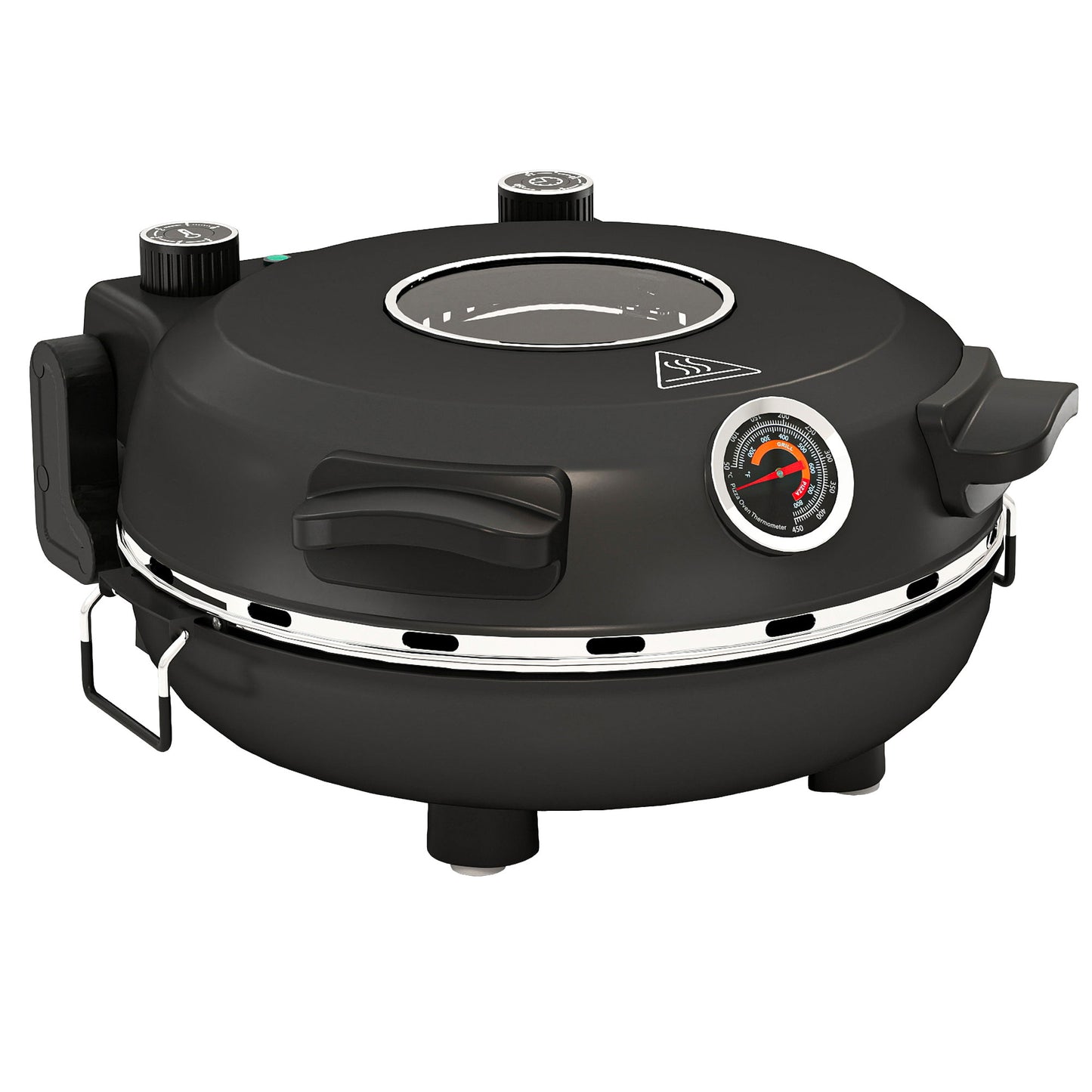 Homcom Horno Para Pizza En 5 Minutos 1200w Temporizador 15min Negro_0