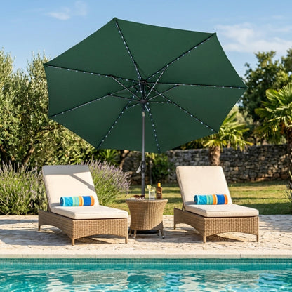 Parasol Led Inclinable 2,7 M Con Base – Verde_3