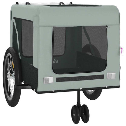 Remolque De Bicicleta Mascotas Hierro Tela Oxford Gris Negro_5