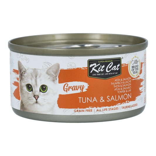 Kit Cat Can Gravy - Atum e Salmão 70g Ração húmida para gatos com molho