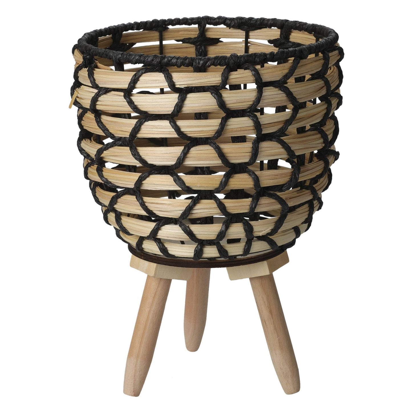 Well Home Juego De 2 Maceteros En Madera Color Negro Ø22ø27cm_3